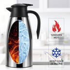 Thermal Coffee Carafe, Insulated Stainless Steel Coffee Carafes for Keeping Hot Coffee & Water Hot Beverage-12Hours, Double Walled Vacuum Coffee Carafe (silver+black)