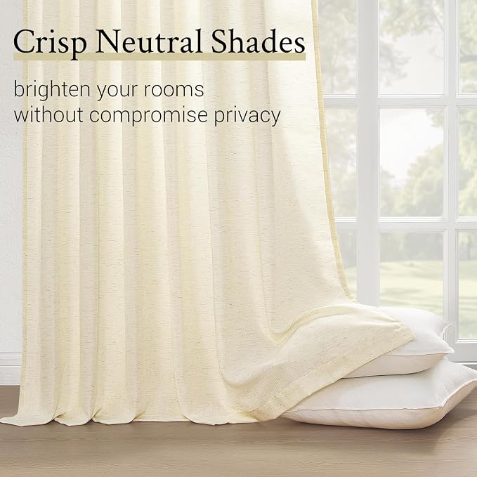 Topfinel 105 Inch Curtains 2 Panels Set, Two Packs Pinch Pleat Back Tab Linen - Image 5