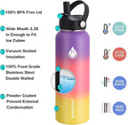 SENDESTAR Water Bottle 32oz Double Wall Vacuum Insulated Leak Proof Stainless Steel Sports Water Bottle—Wide Mouth with New Flex Straw Lid & Spout Lid (Havana)