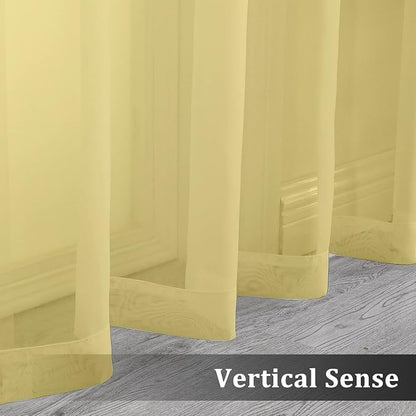 Mustard Yellow Sheer Curtains 96 Inches Long 2 Panels, Solid Lightweight & Airy - Image 5