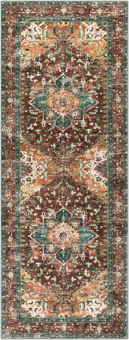 Yamaziot Washable Runner Rug, 2x6 Non-Slip Boho Vintage Hallway Kitchen Rug | - Image 2