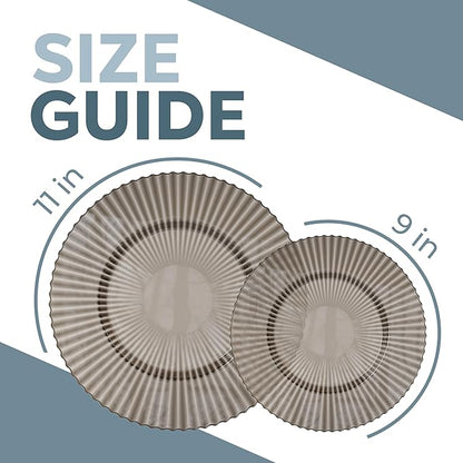 Exquisite 40 Piece Plastic Disposable Plates Set For 20 Guests I 20 X 9 Inch & 20 X 11 Inch Disposable Plastic Plates | Color: Brown | Great for Weddings Parties And Formal Occasions