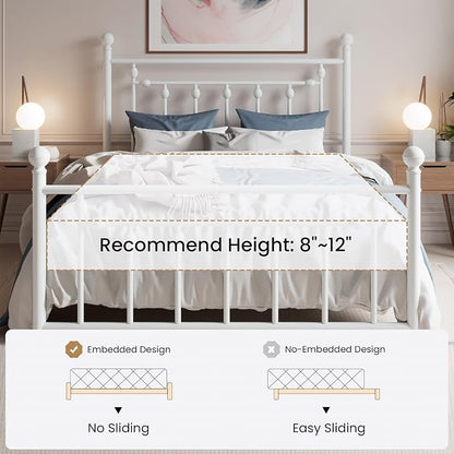 SHA CERLIN 14" Full Size Metal Platform Bed Frame/Victorian Headboard and - Image 7