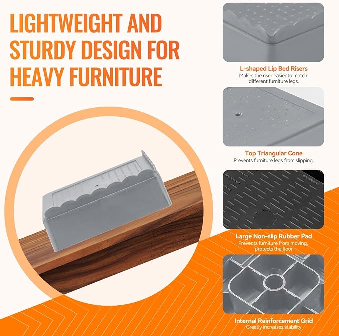 shouwuhho Furniture Risers, 4 Pack Bed Risers - Image 5