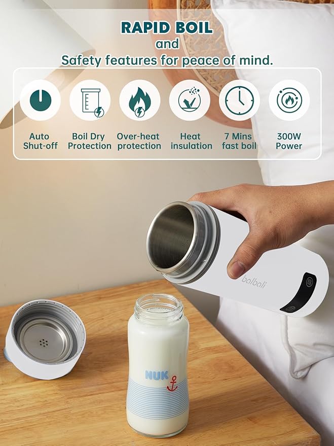 balbali Dual Voltage Travel Kettle 100-250V - 12oz Portable Water Boiler/Warmer/Heater for Boiling Water - 4 Preset Temperature Control Portable Tea Kettle Electric Travel - White
