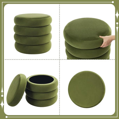 Flouki 19.5" Storage Ottoman Round, Vanity Stools - Image 9