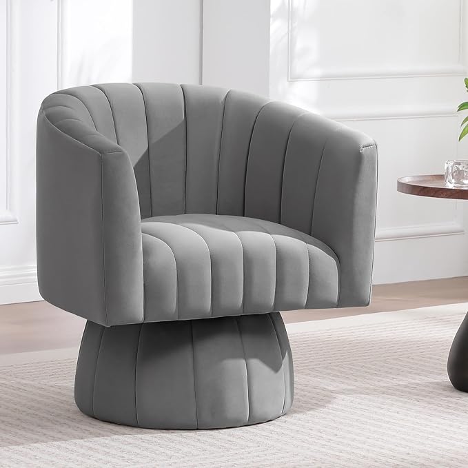 Swivel Accent Barrel Chair, Cute Comfy Small Round 360° Arm Chair. Velvet Sofa by YUUIJOAA