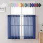 Royal Blue Sheer Curtains 36 Inch Length 2 Panels, Solid Voile Cafe Kitchen by Lecloud