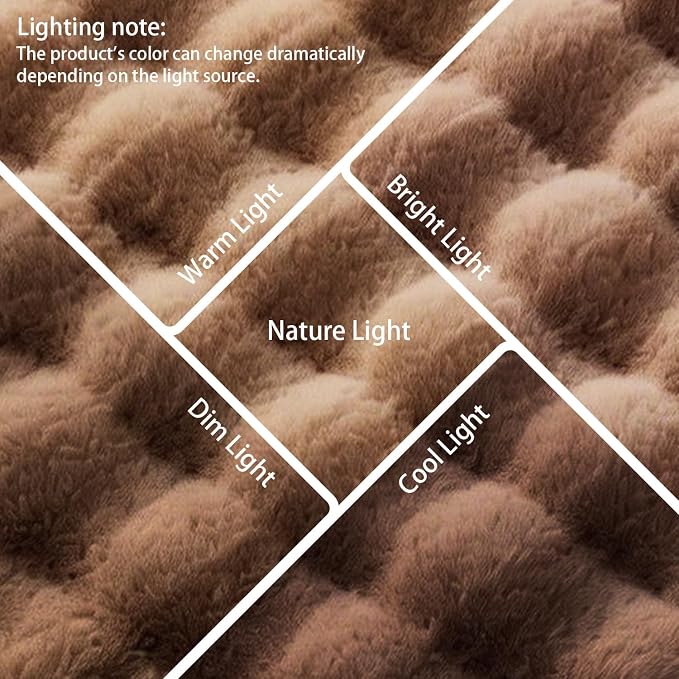 Coffee Rabbit Plush Rug 4'x6', Fluffy Shaggy Area Rug - Image 6