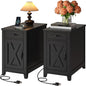 IRONCK End Table with Charging Station, Narrow Side Table by IRONCK