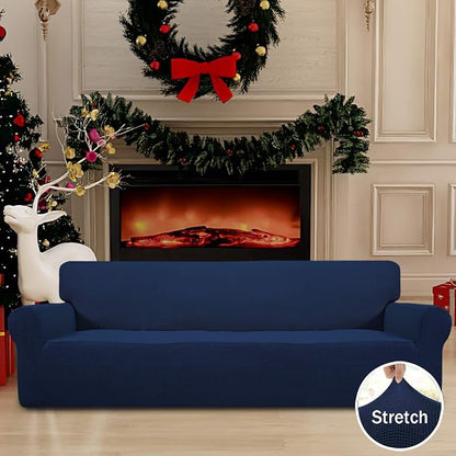 Easy-Going Stretch 4 Seater Oversized Sofa Couch Cover Navy | 1-Piece Extra - Image 2