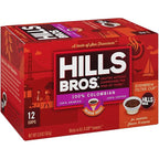 Hills Bros Single Serve Coffee Pods, 100% Colombian Ground Coffee, Medium Roast, 12 Count – Keurig Compatible, Roasted 100% Arabica Beans, Smooth Balanced Flavor