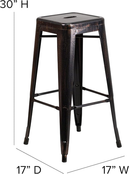 Flash Furniture Commercial Grade 30" High Backless Black-Antique Gold Metal - Image 3