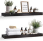 36x8x1.6 inch Floating Shelves Set of 2 – Solid Wood Rustic Black Wall Mounted by YLYHSST