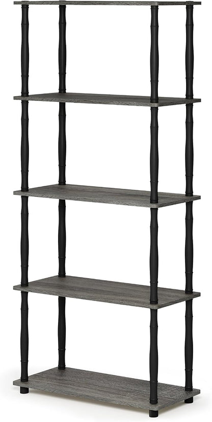 Furinno TURN-S-TUBE Storage Shelves, 5-Tier Book Shelf, Corner Shelf, Toolless - Image 5
