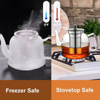 Glass Teapot 1600ml (54oz) - Borosilicate Glass Tea Kettle with Removable Stainless Steel Infuser, Stovetop Safe Heat-Resistant Tea Maker for Blooming and Loose Leaf Tea (1600ml)