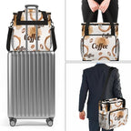 Watercolor Coffee Coffee Maker Carring Bag Coffee Beans Travel Carrying Storage Tote Bag Compatible with Keurig K-Mini or K-Mini Plus Portable Single Serve Coffee Brewer Case with Pockets for K-cup Pods