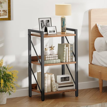 HOOBRO Bookshelf, 3-Tier Industrial Bookcase, Book Shelf Storage Organizer - Image 5