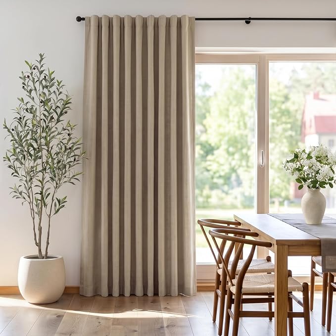 INOVADAY Extra Wide 100% Blackout Linen Curtains 102x108 Burlywood Birch | - Image 6