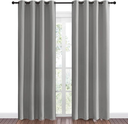 NICETOWN Silver Grey Room Darkening Curtain Panels 86" Long - Image 2