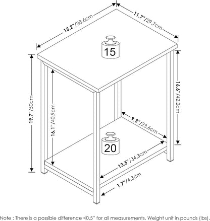 Furinno Simplistic Side Table Set of 2, 2-Tier Modern Metal Frame End Table - Image 3