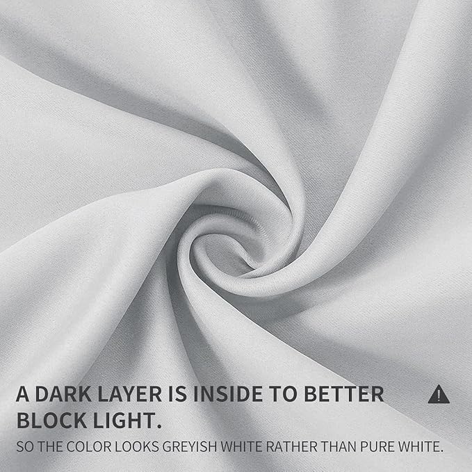 Joydeco White Curtains 90 Inches Long 1 Panel, Thermal Insulated Long Curtains& - Image 2