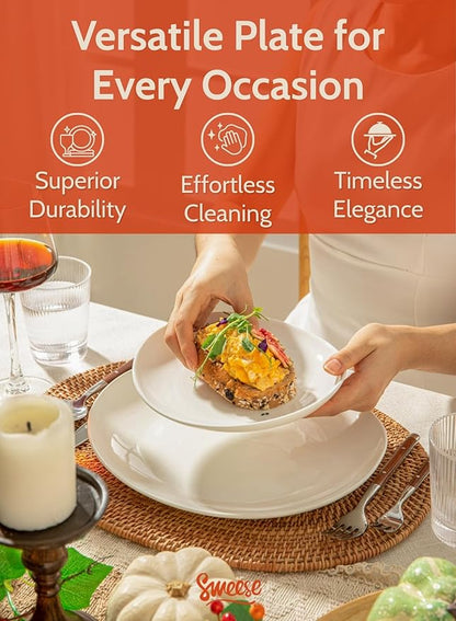 Sweese Porcelain 7.8 Inch Dessert Plates Set of 6 - White Salad Plates, Appetizer Plates, Small Plates - Dishwasher, Microwave, Oven Safe, Smooth Glaze, Scratch Resistant