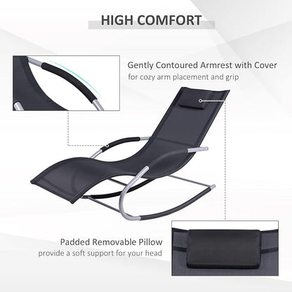 Outsunny Zero Gravity Rocking Chair Outdoor Chaise Lounge Chair Recliner Rocker - Image 5