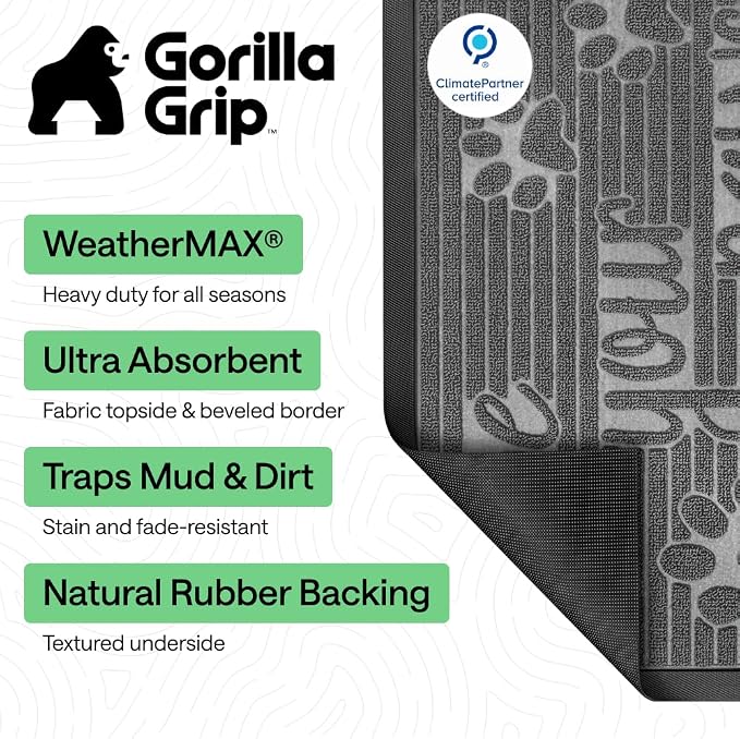 GORILLA GRIP 100% Waterproof All-Season WeatherMAX Doormat, US Designed Natural - Image 2