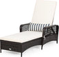 COSTWAY PE Rattan Chaise Lounge Chair, 6 Gear Adjustable Recliner by COSTWAY