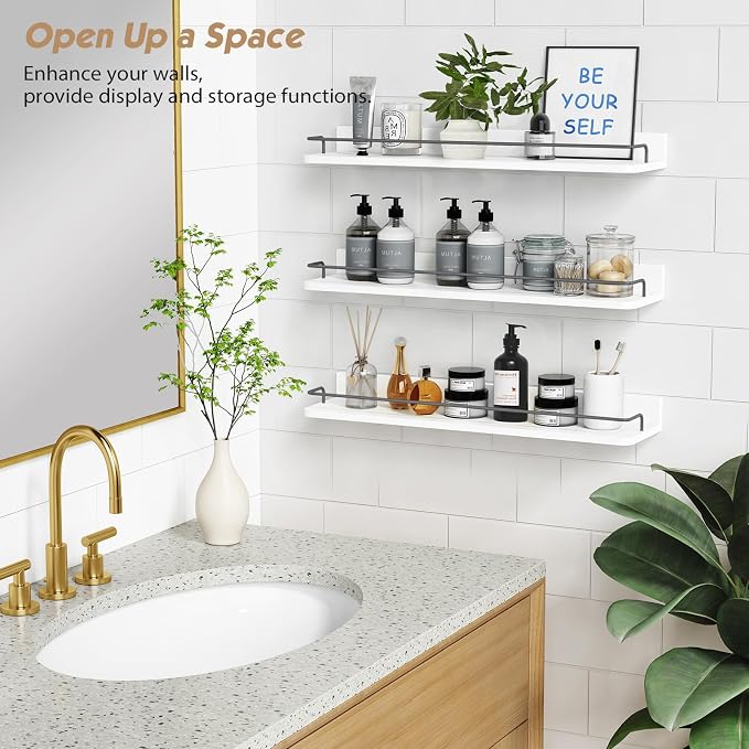 Forbena Floating Shelves for Wall 24 Inches Long, Modern White Wall Shelving - Image 4