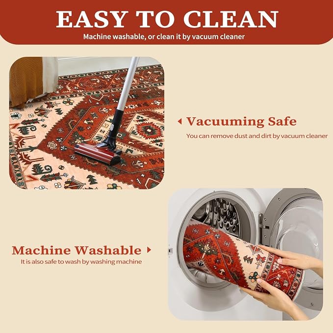 SERISSA 8x10 Washable Non Slip Boho Area Rug - Image 4