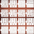 Alphabet Letter Stencils for Cookies Decorating - 16 Pack Letters Numbers Stencil Templates for Cakes Coffee Baking, Reusable Cursive Cookie Stencils for Wood Crafts Painting & Cake Coffee Airbrushing