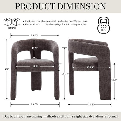 Modern Chenille Dining Chairs Set of 2, Upholstered Barrel Chairs - Image 2