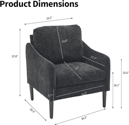 Mid Century Modern Accent Chair, Chenille Fabric Armchair - Image 2