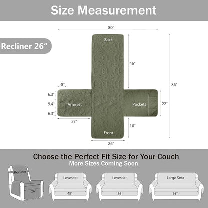 Green Recliner TV Chair Covers, Quilted Décor Water-Repellent Medium Lazy Boy - Image 7