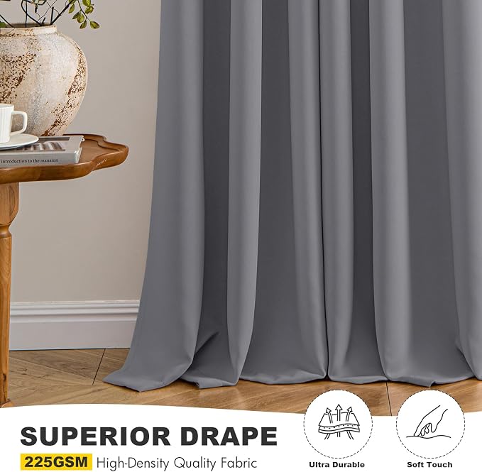 MIULEE Blackout Curtains for Bedroom 2 Panels 40 x 84 Inch Long Light Gray | - Image 5