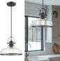 kudos Seeded Glass Pendant Light Kitchen Island, Adjustable Cord, Black Farmhouse Kitchen Light Fixture,KDPL13-BK-S