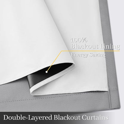 Yakamok Dove Grey 100% Blackout Curtains 63 Inches Long 50" Wide 2 Panel | - Image 3