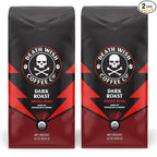 Death Wish Coffee, Whole Bean Dark Roast - USA Organic Coffee Beans Bundle/Bulk - Fair Trade Arabica & Robusta - 16 Ounce (Pack of 2)