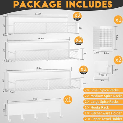 Magnetic Spice Rack for Refrigerator, 10 Pack Metal Magnetic Shelf, Moveable - Image 2