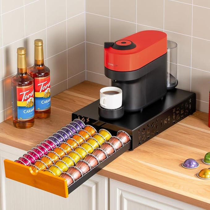 Flagship Vertuo Pod Holder Coffee Storage for Nespresso - Black Metal Fits All Size Vertuo Pods