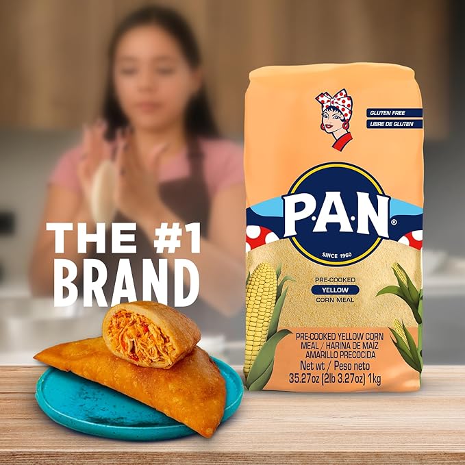 P.A.N. Yellow Corn Meal – Pre-cooked Gluten Free and Kosher Flour for Arepas (2.2 lb / Pack of 10)