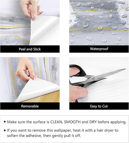 LaCheery Glossy Gold White Marble Contact Paper Waterproof 15.8"x275" Kitchen - Image 7