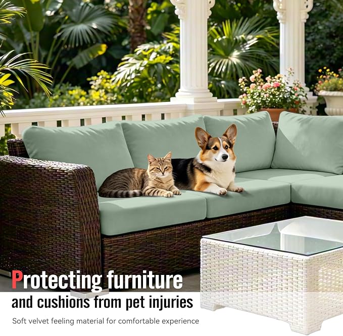 8Pcs Outdoor Cushion Covers, Stretch Patio Furniture Couch Chair Slipcovers | - Image 4