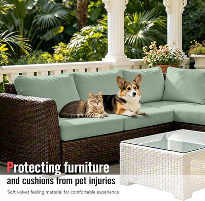 8Pcs Outdoor Cushion Covers, Stretch Patio Furniture Couch Chair Slipcovers | - Image 3