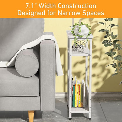 THUMEYE 7.1" Narrow Side Table for Small Spaces, 3 Tier Small End Table - Image 5