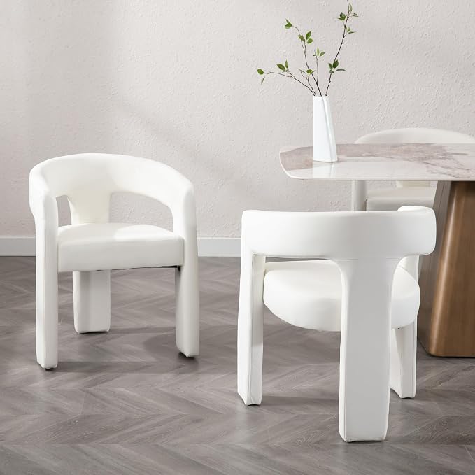 BESTANO Set of 4 Modern PU Leather Upholstered Dining Chairs - Image 4