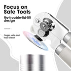 Beneno Can Opener Manual with Magnet, Hand Held Heavy Duty Can Opener with Durable Sharp Blade Smooth Edge, Big Effort-Saving Knob, Soft Grip Rubber Handle, Multifunctional Bottle Opener, Beige