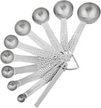Measuring Cups and Spoons Set 19, Stainless Steel Measuring Cups and Spoons Set for Baking, Metric &US Metal Kitchen 8 Measuring Cup & 9 Measure Spoon & Equivalents & Leveler Set